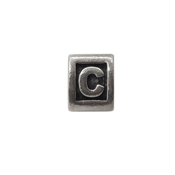 Pandora Authentic Sterling Silver Letter C Alphabet Block Initial Charm - Picture 1 of 5